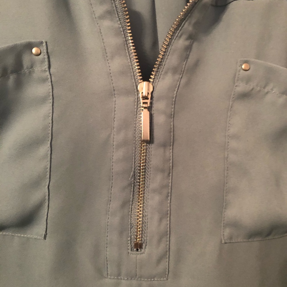 Maurices Size 2 half zipper blue top.